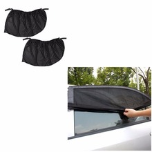 2 unids/set ajustable Auto parte trasera de la ventana del coche parasol de malla negra cubierta del coche protector de la visera parasol 110*50cm protección UV 2024 - compra barato