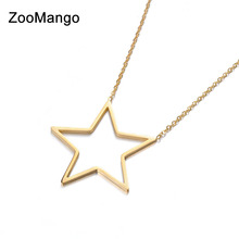 ZooMango Trendy Gold Color Hollow Star Pendant Necklaces Jewelry Classic Titanium Steel Chokers Necklace For Women Girls ZN17050 2024 - buy cheap