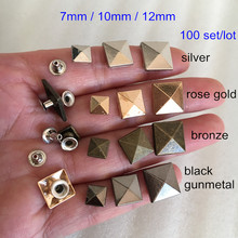 7mm,10mm,12mm,15mm Pyramid Square Rapid Rivet Stud,Rose Gold,Silver,Black Gunmetal,Bronze,Punk Rock Leathercraft Rivet -100 set 2024 - buy cheap