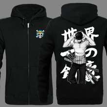 Sudadera con capucha de Anime One Piece Roronoa Zoro, color negro, Caridgan, Chaqueta de algodón 2024 - compra barato