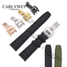 CARLYWET 20 21 22mm Green Black Nylon Fabric Leather Wrist Watch Band Straps For PILOT'S WATCHES/Portugieser PORTUGUESE 2024 - buy cheap