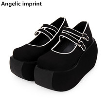 Angelic imprint woman mori girl lolita cosplay shoes lady high wedges heels Pumps women princess dress party shoes buckles 33-47 2024 - buy cheap