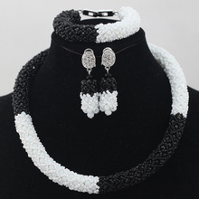 New Arrival Black&White Bride Necklace Set Choker Jewelry Sets Black Crystal Beads Necklace Set For Wedding Free Shipping HX875 2024 - buy cheap