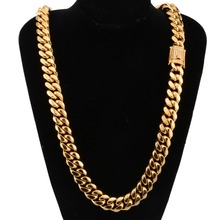 18mm joias da moda de aço inoxidável 316l tom de ouro camaiano cubano corrente de elo masculino colar ou pulseira pulseira 7-40 "presente legal 2024 - compre barato