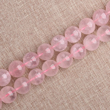 Miçangas de pedras preciosas redondas de quartzo rosa natural, joias com contas de renda nacklace tamanho 4mm-12mm 2024 - compre barato