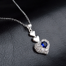 Women Fashion 925 Sterling Silver Pendant Necklaces For Wedding Accessories Romantic Three Heart Cubic Zircon Necklace Wholesale 2024 - buy cheap