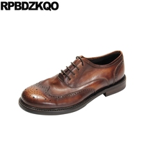 Oxfords Wedding Brand Brown European Italy Wingtip Lace Up Men Real Leather Office Italian Brogue Rubber Sole Dress Shoes Derby 2024 - buy cheap