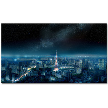 JapanTokyo ciudad paisaje urbano noche skyspace Anime pared pósteres e impresiones artísticos arte de la lona para la decoración del hogar 2024 - compra barato