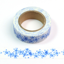 Cinta de Cinta adhesiva Washi con flores azules para álbum de recortes, 1 Uds. 2024 - compra barato