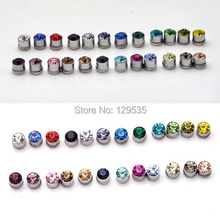 No pierced Hot sell Multi-colors 7mm Diameter titanium steel Women Men unisex Magnetic stud earrings Austrian crystal 2024 - buy cheap