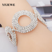 YFJEWE-Pulseras de cristal chapadas en plata para mujer, joyería de moda, brazaletes de diamantes de imitación, joyería de boda, B153 2024 - compra barato