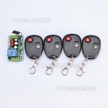 Interruptor de controle remoto sem fio, rf, 220v, 1ch, 10a, 1 receptor, 4 transmissores de luz, lâmpada led, smd a on b off, controle de luz