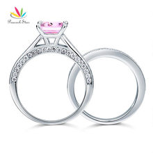 Conjunto de anillos de compromiso de pavo real, estrella, Princesa, corte, rosa, sólida plata 925, CFR8195S 2024 - compra barato