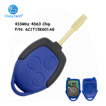 OkeyTech 3 sin cortar botón FO21 hoja de corte de 433 mhz 4D63 Chip de control remoto coche clave para tránsito Ford WM VM 2006-2014 6C1T15K601AG 2024 - compra barato