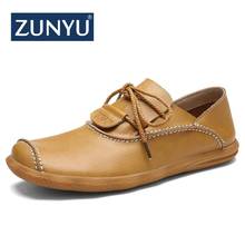 ZUNYU Spring Summer New Men Genuine Leather Shoes Breathable Spring Casual Shoes Black Fashion Men's Shoes Moccasins Male Flats 2024 - buy cheap