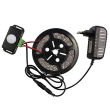 5050 tira LED Kit Luz de cinta de 300 LEDs no resistente al agua + adaptador de corriente 12V2A Enchufe europeo/estadounidense + interruptor de Sensor de movimiento LED PIR Controller 2024 - compra barato