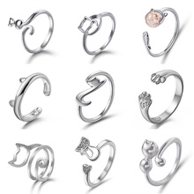 RINHOO модное кольцо с котом матовое кольцо с котенком кольцо с открытой манжеткой животное кольцо на палец для молодых девушек женщин регулируемое кольцо 2024 - купить недорого