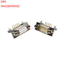 1PCS 3U Gold Plated Solid Pin DR9 MALE feMALE PCB Mount serial port CONNECTOR RIGHT ANGLE DB9 D-Sub RS232 COM CONNECTORS Adapter 2024 - buy cheap