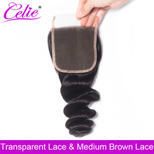 Celie Brazilian Loose Wave HD Transparent Lace Closure 4x4 Swiss Lace Remy Human Hair Closure With Baby Hair Free/Middle Part 2024 - buy cheap