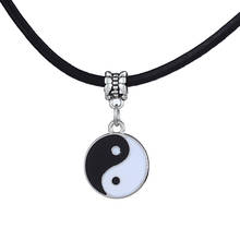 Vintage Stainless Steel Yin Ying Yang Pendant Necklace Black White Necklace Men PU Leather Necklaces Jewelry 2024 - buy cheap