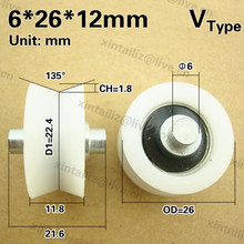 Free Shipping 10pcs 26mm*12mm v groove roller wheel pulley aluminium window door groove roller 2024 - buy cheap