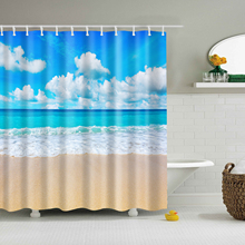 Waterproof Green Beach Shower Curtain For bathroom Blackout Long 180x200cm Cortina 3D print Bath Curtain Cortina 2024 - buy cheap