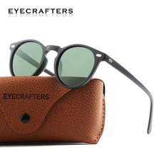 Óculos de sol polarizados retrô clássico, óculos redondos para homens e mulheres tr90 leve com design de marca g15 2024 - compre barato