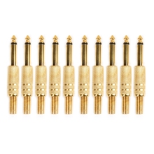 OOTDTY 10 Pcs Gold Plated 6.35mm Male 1/4 Mono Jack Plug Audio Connector Soldering Dropshipping 2024 - buy cheap