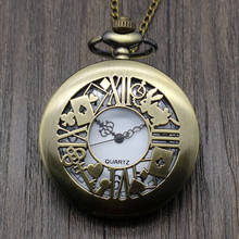 Hollow Rabbit Poke Key Bronze Retro Alice in Wonderland Theme Fob Pocket Watch with Necklace Chain  Men Women Best Gift 2024 - buy cheap