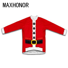 Мужская Рождественская Праздничная веломайка с длинным рукавом, зимняя флисовая велоодежда, красная велосипедная одежда, Майо, дорожная одежда maxhonor 2024 - купить недорого