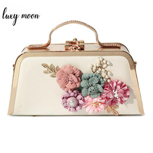 Bolso de boda de lujo para mujer, cartera de mano de noche con forma de caja dura, de mano con flores, ZD1063 2024 - compra barato