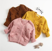 Suéter de niña bebé de 1 a 3 años, cárdigan con bola en la mano, chaqueta Cárdigan para niña, cárdigan de invierno, 17 2024 - compra barato