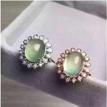 Woman Natual Prehnite Ring Free shipping Natural real Prehnite Ring 925 sterling silver Gem Size 7*9mm 2024 - buy cheap