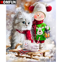 HOMFUN-pintura de diamante redondo/cuadrado completa, cuadro artesanal 5D, punto de cruz bordado de "gato, niño", decoración del hogar, regalo A09502 2024 - compra barato