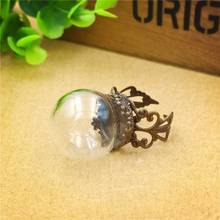 20sets 20x15mm glass globe with bronze color crown flower ring set glass bottle ring handmade jewelry accessory 2024 - buy cheap