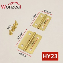 20 unids/lote 24x18mm / 22x15mm conectores de muebles bisagra pequeña de Caja de regalo de madera de 4 orificios bisagra pequeña de madera con tornillos # HY23 2024 - compra barato