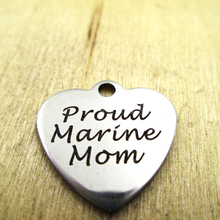 10pcs/lot-pround marine mom stainless steel charms - Laser Engraved - Customized - DIY Charms Pendants 2024 - buy cheap