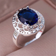 Женское кольцо с кристаллами, большие синие цвета, из стерлингового серебра 925 пробы, размеры 6, 7, 8, 9, 10, 2019 2024 - купить недорого