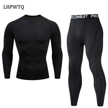 2019 New Men Running Pants MMA Long Sleeve T-shirt Rashguard Sport Set Men's Compression Shirts Fitness Bodybuilding Clothes 2024 - buy cheap