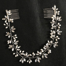 Slnight tiara com fio de strass feminina, acessório para cabelo com pérolas de água doce e faixa de cabelo para casamento, joias para damas de honra 2024 - compre barato
