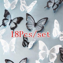 18 pçs/set DIY 3D Borboletas Home Decor Decoração Da Borboleta Adesivos De Parede Arte Do Decalque PVC 2024 - compre barato