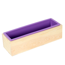 Molde de sabão de silicone, caixa de madeira retangular com forro flexível para molde de sabonete diy feito à mão 2024 - compre barato
