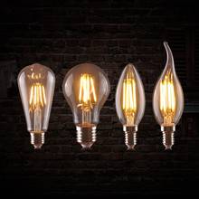 220В Светодиодная лампа накаливания E27 ретро лампа Эдисона E14 винтажная свеча лампа люстра Замена 20 Вт 40 Вт 60 Вт 80 Вт лампа накаливания 2024 - купить недорого