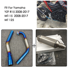 Mtimport-silenciador de escapamento para motocicleta, tubo modificado de aço inox para yamaha yzf r15 tamanhos 2008 a 2017 mt 12 2024 - compre barato