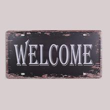 SYF--00121 car letters slogan number  " welcome " vintage Metal tin signs License car plates plaque wall art craft 30*15 CM 2024 - buy cheap