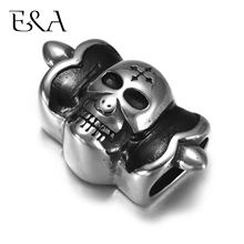 Stainless Steel Slider Beads Skull 12*6mm Hole Slide Charms for Men Leather Bracelet Punk Jewelry Making DIY Supplies 2024 - buy cheap