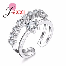 Fashion 925 Sterling Silver Rings For Women Zircon Open Rings Bijoux Elegant Wedding Rings Crystal Stone Jewelry All Match 2024 - buy cheap