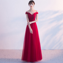 Spring Summer New Fashion 2019 Evening Dress Organza Sexy Off the Shoulder Long Slim Red Prom Party Dress a Line Floor Length 2024 - buy cheap