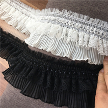 Black and white lace pleated stretch lace trim skirt pendulum trampoline skirt elastic doll clothing lace fabric accessories 2024 - buy cheap