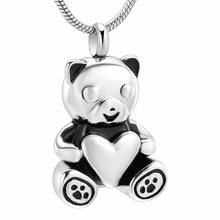 Cute Bear Hold Heart Cremation Jewelry for Ashes Stainless Steel Keepsaeke Urn Necklace Memorial Jewelry for Pet + Fill Kits 2024 - buy cheap